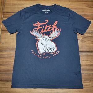 Abercrombie Kids Black Tee "Fitch" Moose - Size 13/14